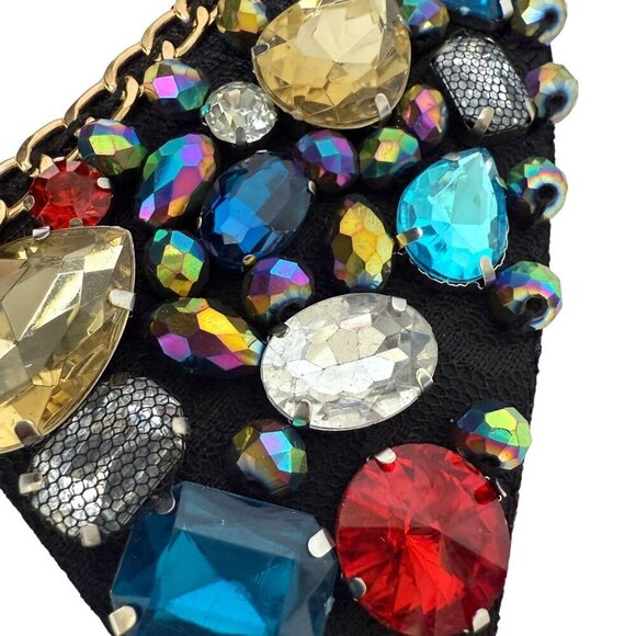 Womens Jeweled Collar Multicolor Stones Evening Prom Party Accessory - Picture 4 of 10